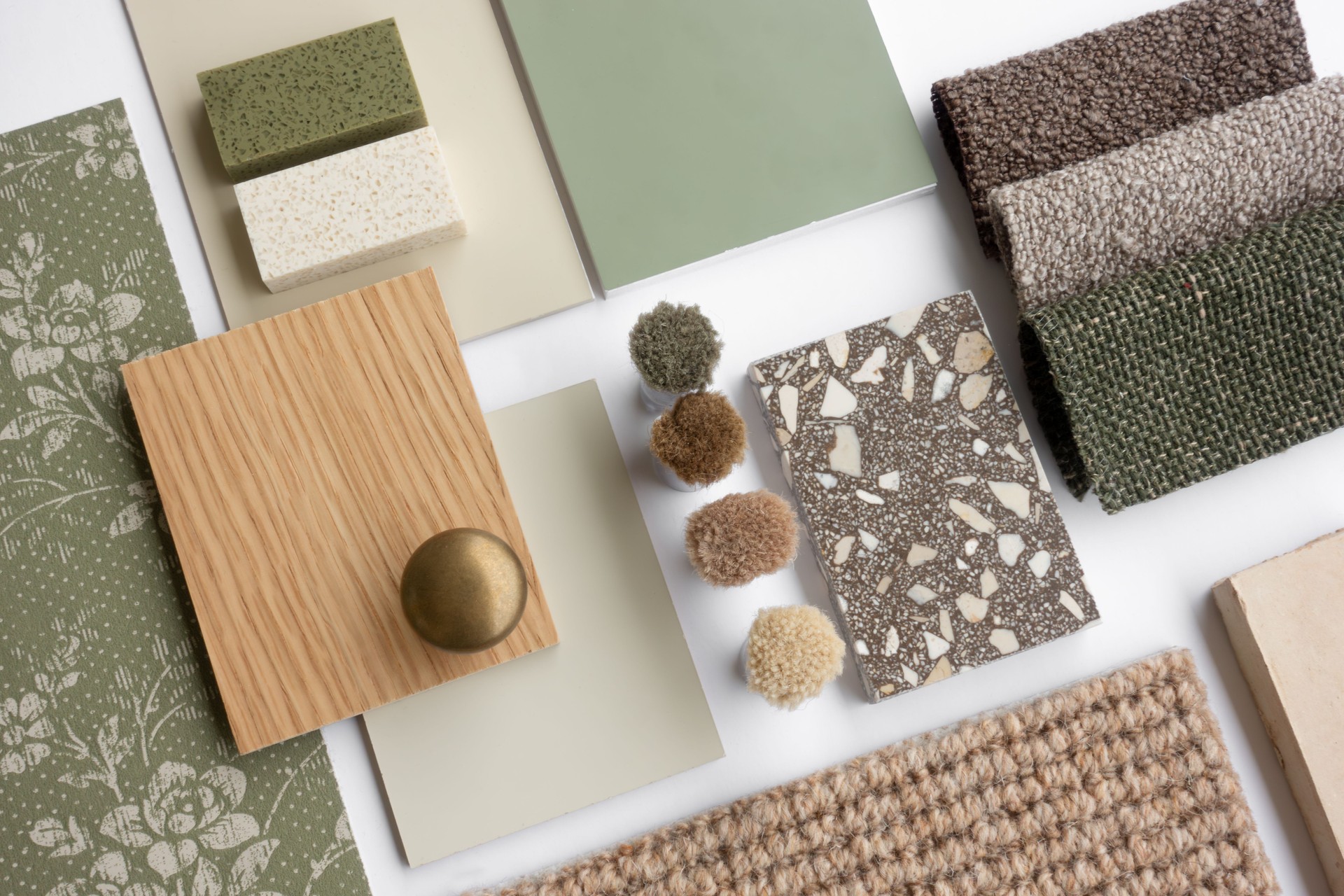 Green Natural Modern Interior Design Materials Board With Samples and Swatches